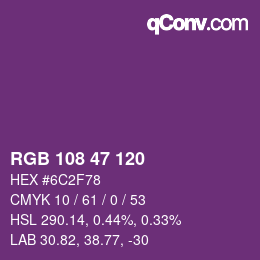 Color code: RGB 108 47 120 | qconv.com
