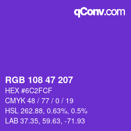 Color code: RGB 108 47 207 | qconv.com