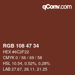 カラーコード: RGB 108 47 34 | qconv.com