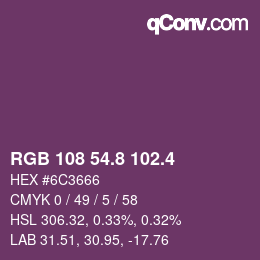 カラーコード: RGB 108 54.8 102.4 | qconv.com