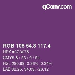 カラーコード: RGB 108 54.8 117.4 | qconv.com