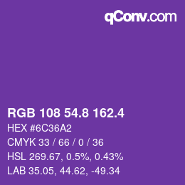 カラーコード: RGB 108 54.8 162.4 | qconv.com