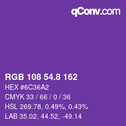 カラーコード: RGB 108 54.8 162 | qconv.com
