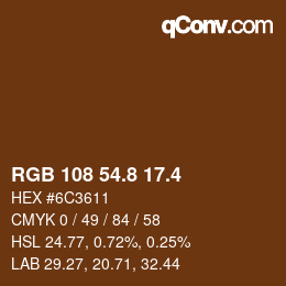 カラーコード: RGB 108 54.8 17.4 | qconv.com