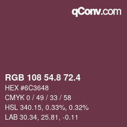 カラーコード: RGB 108 54.8 72.4 | qconv.com