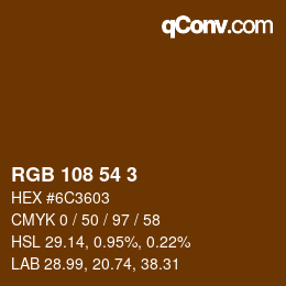 Farbcode: RGB 108 54 3 | qconv.com