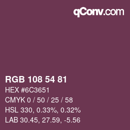 Color code: RGB 108 54 81 | qconv.com