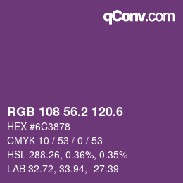 カラーコード: RGB 108 56.2 120.6 | qconv.com