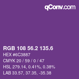 カラーコード: RGB 108 56.2 135.6 | qconv.com