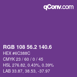 カラーコード: RGB 108 56.2 140.6 | qconv.com