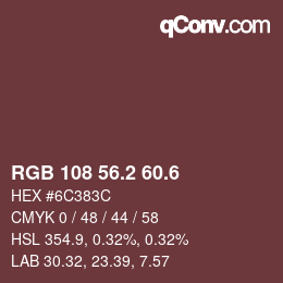カラーコード: RGB 108 56.2 60.6 | qconv.com