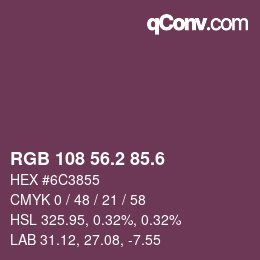 カラーコード: RGB 108 56.2 85.6 | qconv.com