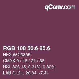 カラーコード: RGB 108 56.6 85.6 | qconv.com