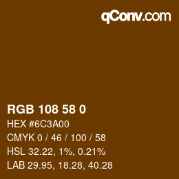 Color code: RGB 108 58 0 | qconv.com