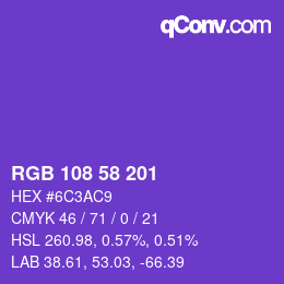 Color code: RGB 108 58 201 | qconv.com