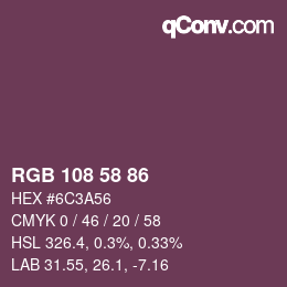 カラーコード: RGB 108 58 86 | qconv.com