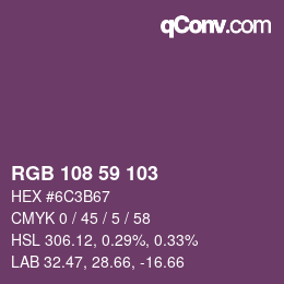 カラーコード: RGB 108 59 103 | qconv.com
