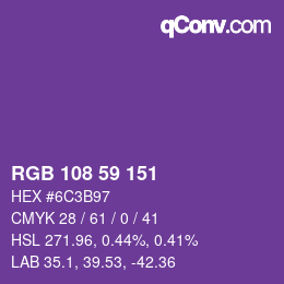 Farbcode: RGB 108 59 151 | qconv.com