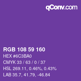 Color code: RGB 108 59 160 | qconv.com