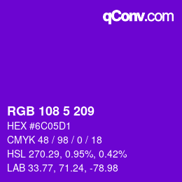 Color code: RGB 108 5 209 | qconv.com