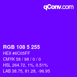Color code: RGB 108 5 255 | qconv.com