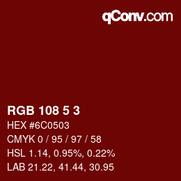 Color code: RGB 108 5 3 | qconv.com