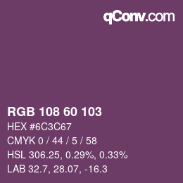 カラーコード: RGB 108 60 103 | qconv.com