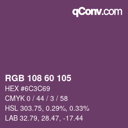 カラーコード: RGB 108 60 105 | qconv.com