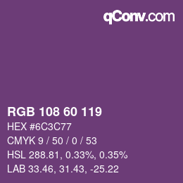 カラーコード: RGB 108 60 119 | qconv.com