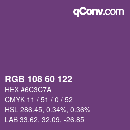 カラーコード: RGB 108 60 122 | qconv.com