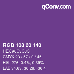 颜色代码: RGB 108 60 140 | qconv.com