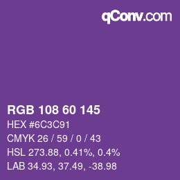 颜色代码: RGB 108 60 145 | qconv.com