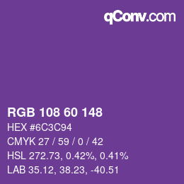カラーコード: RGB 108 60 148 | qconv.com