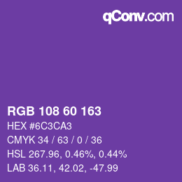 カラーコード: RGB 108 60 163 | qconv.com