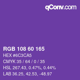 颜色代码: RGB 108 60 165 | qconv.com