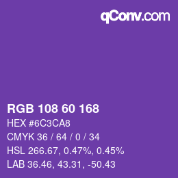 カラーコード: RGB 108 60 168 | qconv.com