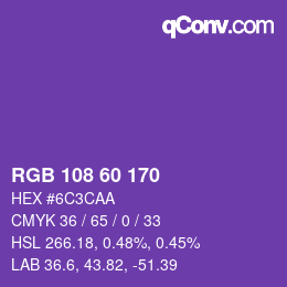 颜色代码: RGB 108 60 170 | qconv.com