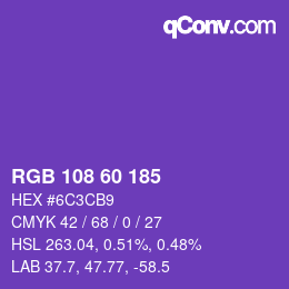 颜色代码: RGB 108 60 185 | qconv.com