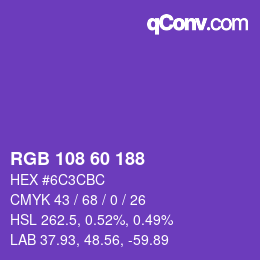 颜色代码: RGB 108 60 188 | qconv.com