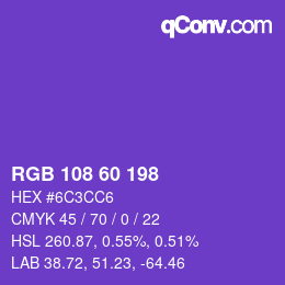カラーコード: RGB 108 60 198 | qconv.com