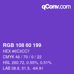 カラーコード: RGB 108 60 199 | qconv.com