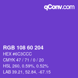 カラーコード: RGB 108 60 204 | qconv.com