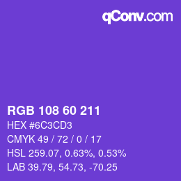 颜色代码: RGB 108 60 211 | qconv.com
