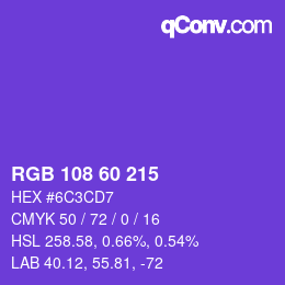 カラーコード: RGB 108 60 215 | qconv.com