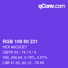 颜色代码: RGB 108 60 231 | qconv.com