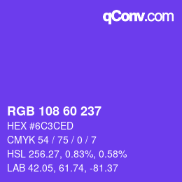 颜色代码: RGB 108 60 237 | qconv.com