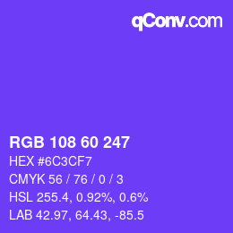 颜色代码: RGB 108 60 247 | qconv.com