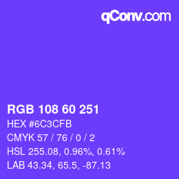 カラーコード: RGB 108 60 251 | qconv.com