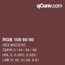カラーコード: RGB 108 60 60 | qconv.com