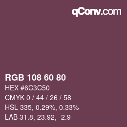 颜色代码: RGB 108 60 80 | qconv.com